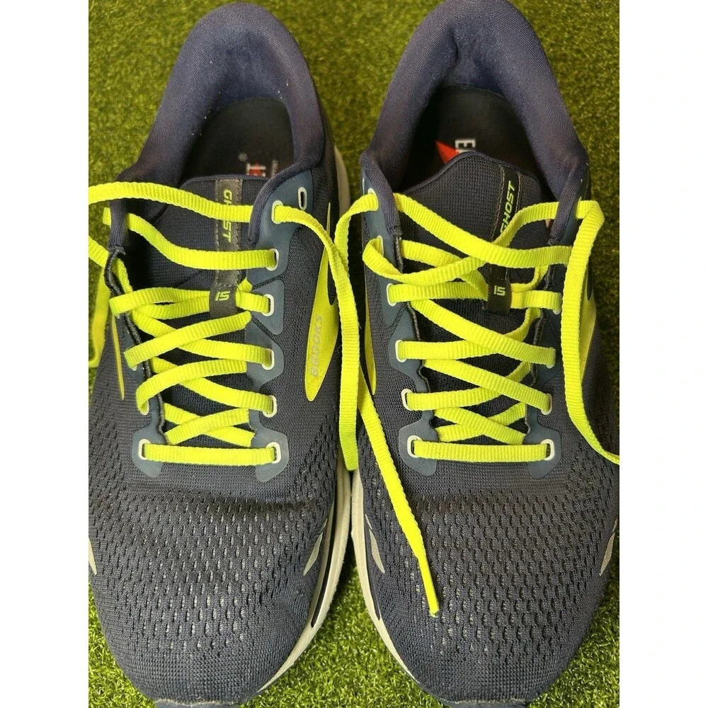 Brooks Ghost 15 Mens Size 11 Wide 2E Running Shoes Navy Neon Arch Support Insole